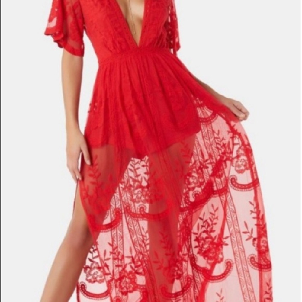 Red Honeypunch maxi dress romper- Gorgeous!❤️